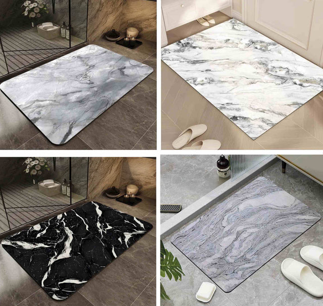 Πατάκι Μπάνιου Super Απορροφητικό Ορθογώνιο Σχέδιο Μάρμαρο 38x118cm