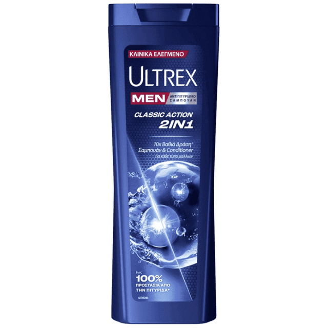 Ultrex Σαμπουάν 360ml Classic Action 2 σε 1 Αντιπιτυριδικό & Conditioner για Κάθε Τύπο Μαλλιών