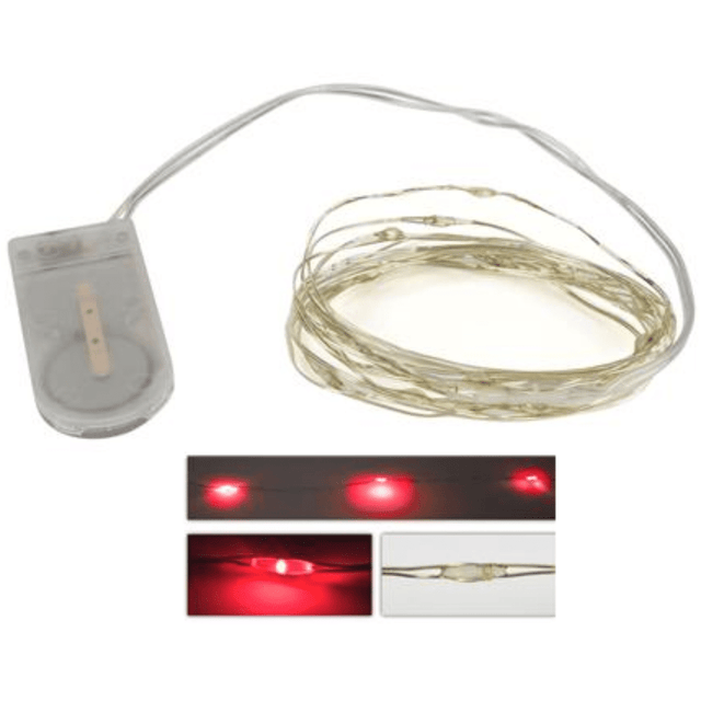 40Led Χριστουγεννιάτικα Λαμπάκια Μπαταρίας Κόκκινο Φώς Καλώδιο Σύρμα 4,17m με Πρόγραμμα Welkhome