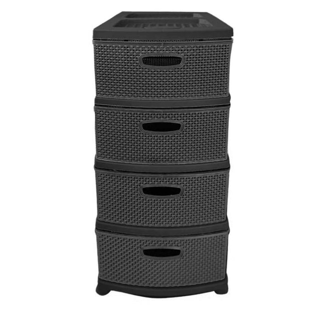 Συρταριέρα Πλαστική 4 θέσεων 38x47x92εκ. Μαύρο TnS 32-800-2052