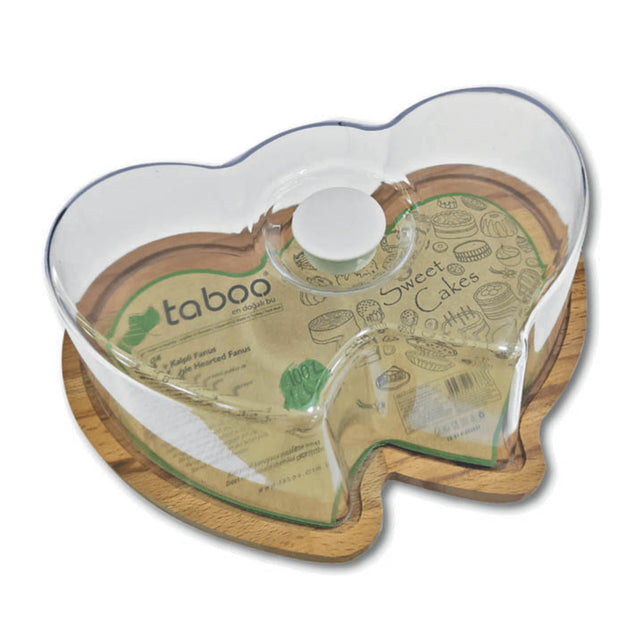 Τουρτιέρα Ξύλο με Καπάκι Πλαστικό Διαφανό "ΚΑΡΔΙΑ TnS 03-800-1585