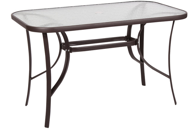 Τραπέζι Μεταλλικό 120x70x72cm Χρώμα Καφέ Με Τζάμι Ασφαλείας