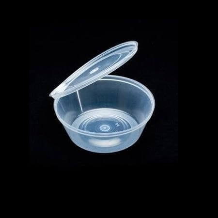 Pet Σκεύος 120ml (50τμχ) (4oz) Στρογγυλό Τροφίμων Πλαστικό Σκληρό Διάφανο με Ενσωματωμένο Καπάκι