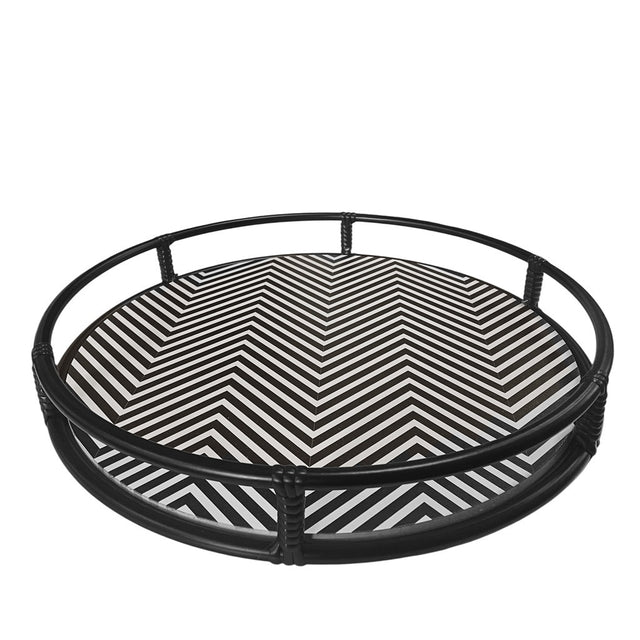 Espiel Δίσκος Σερβιρίσματος 37x37x6cm ΜΕΤΑΛΛΟ-ΞΥΛΟ ΑΣΠΡΟ-ΜΑΥΡΟΣ ''ΖΙΓΚ-ΖΑΓΚ ΣΧΕΔ.''