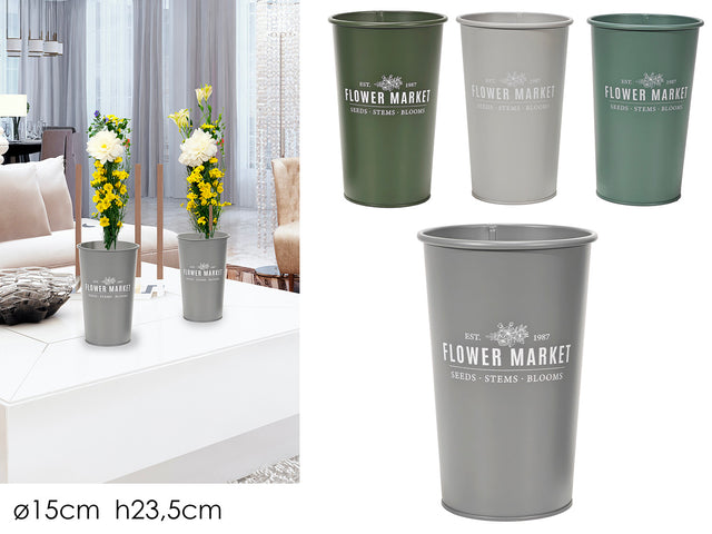 Ανθοδοχείο Μεταλλικό 15xh23.5cm σε 4 Χρώματα