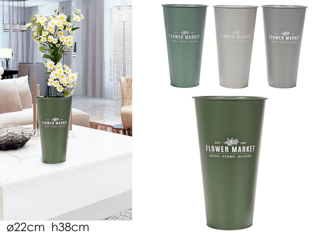 Ανθοδοχείο Μεταλλικό 22xh38cm σε 4 Χρώματα