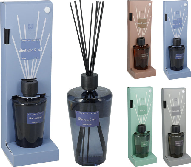 Αρωματικό Χώρου Γυάλινο Δοχείο με Στικς 500ml 4 Αρώματα