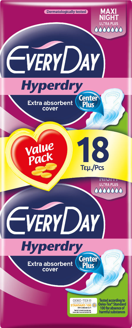 Everyday HyperDry Σερβιέτες 18τμχ Maxi Night Ultra Plus