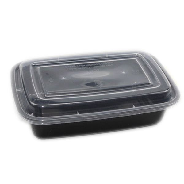 Pet Σκεύος Τροφίμων 1τμχ. Παραλληλόγραμμο Πλαστικό Μαύρο +Καπάκι 1600ml