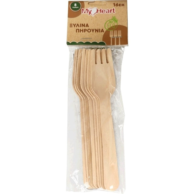 Ξύλινα Πιρούνια 8Τεμ 16cm