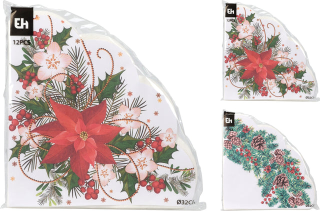 Χαρτοπετσέτα Χριστουγεννιάτικη Πολυτελείας Σετ 12/τεμ Στρόγγυλη 32cm