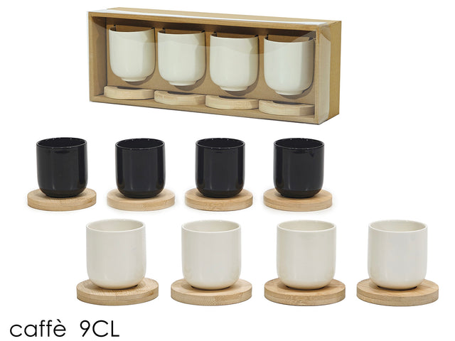 Φλυτζανάκια Καφέ / Espresso 9ml με Πιάτο απο Bamboo σε 2 Χρώματα
