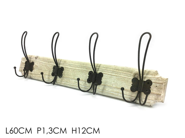 Κρεμάστρα Τοίχου Ξύλινη 12 Θέσεων 60x1.3xh12cm