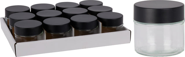 Δοχείο Αποθήκευσης Γυάλινο με Μεταλλικό Μαύρο Καπάκι 80ml