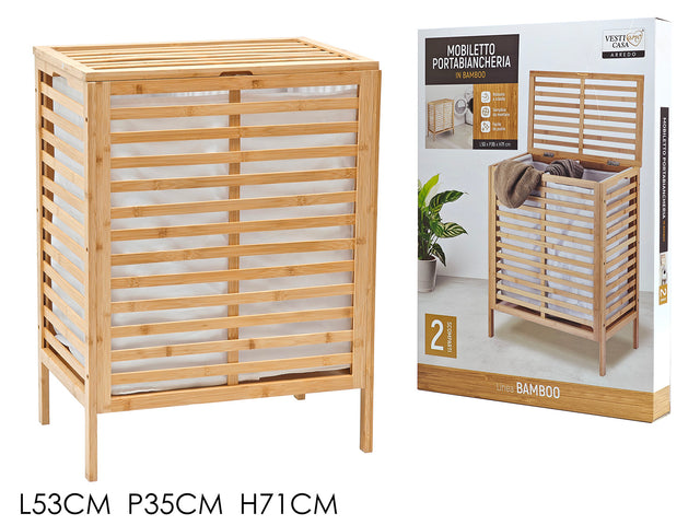 Καλάθι Απλύτων Μπαμπού με Καπάκι & 2 Χώρους 53x35x71cm