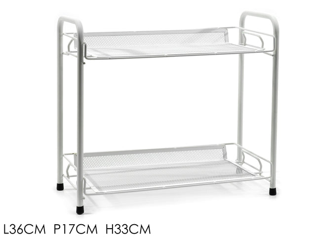 Ραφιέρα Διόροφη Μεταλλική Λευκό Χρώμα 36x17xh33cm