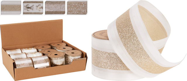 Κορδέλα Υφασμάτινη Σαμπανιζέ με Μπέζ Ρίγα 270x6cm