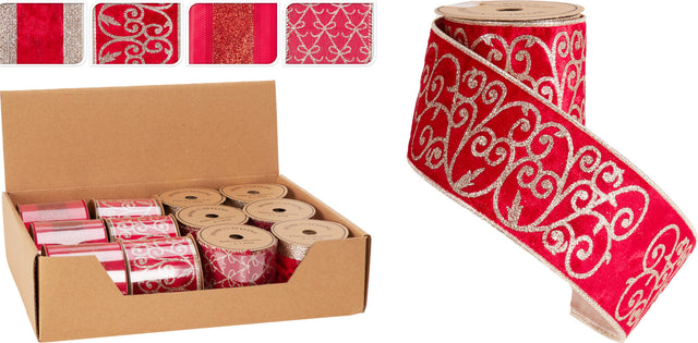 Κορδέλα Χριστουγεννιάτικη Υφασμάτινη Κόκκινη 270x6cm