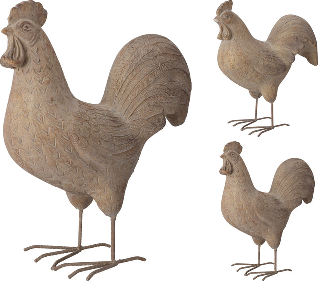 Κόκορας Διακοσμητικός Κεραμικός Μπέζ Χρώμα 34x38cm