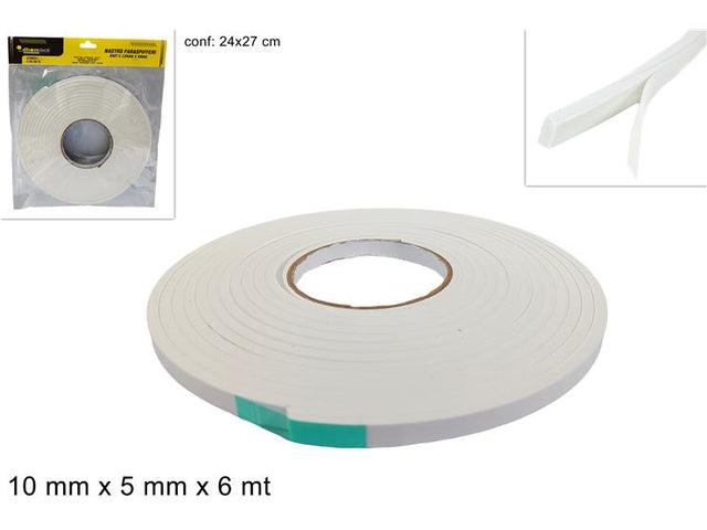 Αεροστόπ Αυτοκόλλητο για παράθυρα και πόρτες αφρώδες 6mt x10mm x5mm Χρώμα Λευκό