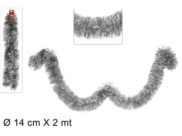 Γιρλάντα Χριστουγεννιάτικη Ασημί Μαλακή 14x200cm