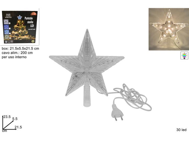 Κορυφή Δέντρου Αστέρι Φωτιζόμενο 30LED Θερμό Φώς 23cm