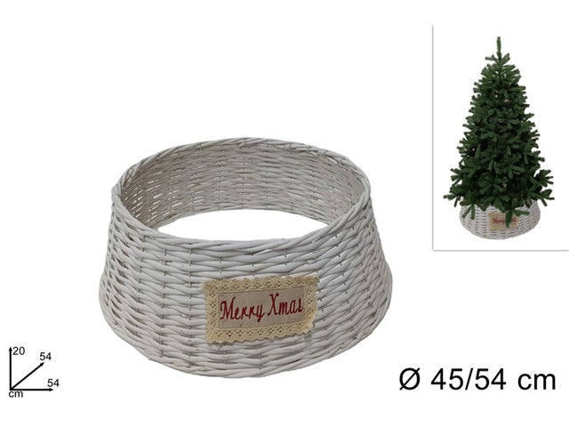 Ποδιά Δέντρου Χριστουγεννιάτικη Ψάθινη Λευκή D45x20cm