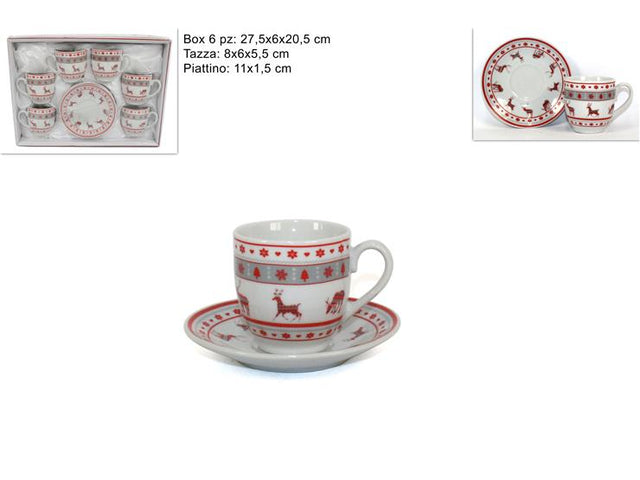 Φλιτζάνια Καφέ Χριστουγεννιάτικα Σετ 6τεμ 8x6x5.5cm