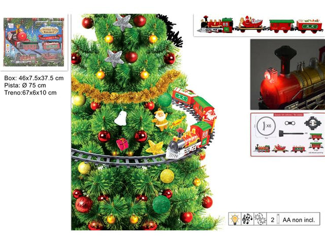 Χριστουγεννιάτικο Τρενάκι Δέντρου Μπαταρίας με Μουσική/Φώς/Κίνηση Φ75cm