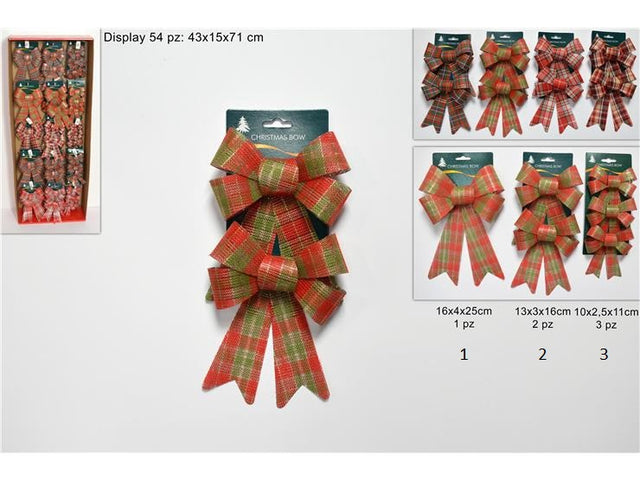 Φιόγκος Χριστουγεννιάτικος Υφασμάτινος Κόκκινο Καρό Σετ 2 τμχ. 13x3x16cm Welkhome