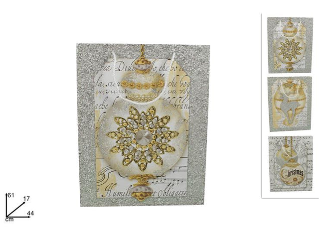 Σακούλα Δώρου Χάρτινη Χριστουγεννιάτικη 61x44x17cm Χρώμα Γκρι - Χρυσό welkhome