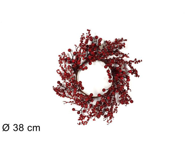 Στεφάνι Χριστουγεννιάτικο με Κόκκινα Γκί Φ38cm