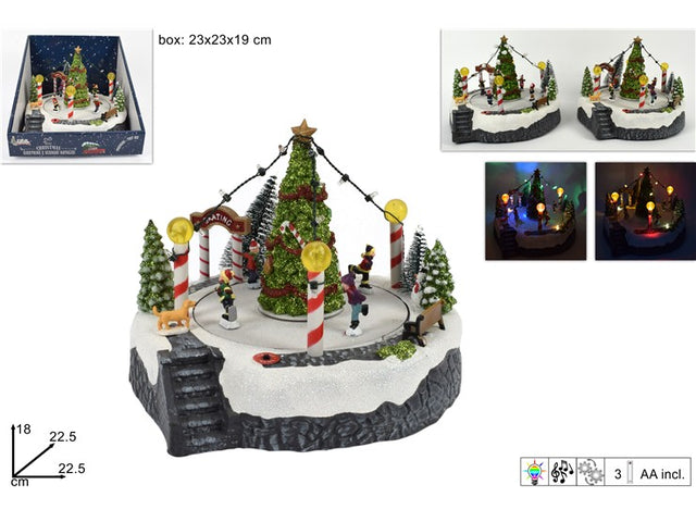 Καρουζέλ Χριστουγεννιάτικό Διακοσμητικό με Led Φωτισμό, Μουσική και Κίνηση, Μπαταρίας