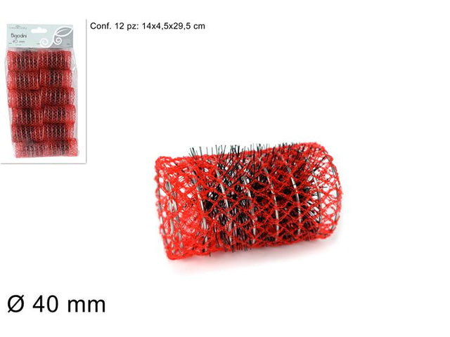 Ρόλεϊ Τρίχινα Μαλλιών 40mm 12/τεμ Κόκκινο Χρώμα