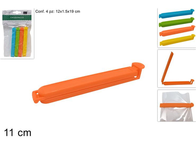 Κλιπ Αεροστεγούς Κλεισίματος Για Σακούλες 4τμχ 11cm Welkhome 2012157