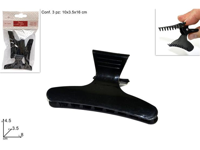 Κλάμερ Μαλλιών Μάυρο Σετ 3/τεμ