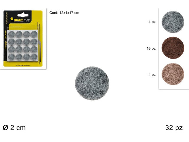 Τσοχάκια Στρόγγυλα με Αυτοκόλλητο και Διάμετρο 20mm Καφέ 32/τεμ