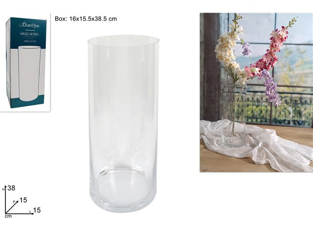 Ανθοδοχείο Βάζο Γυάλινο h38 x Φ15cm
