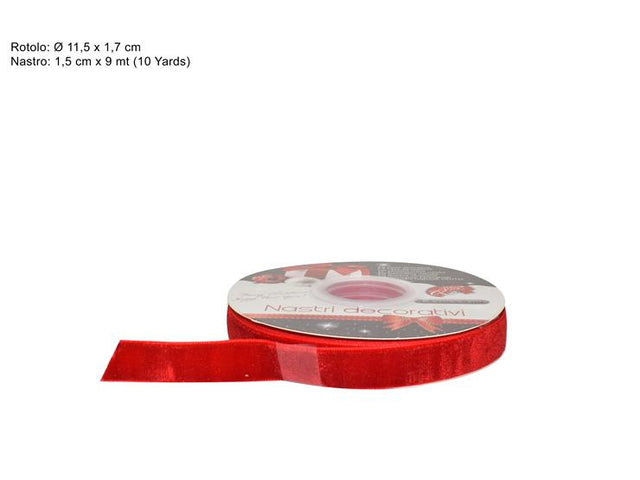 Κορδέλα Κόκκινη Βελούδινη 1.5x9mt