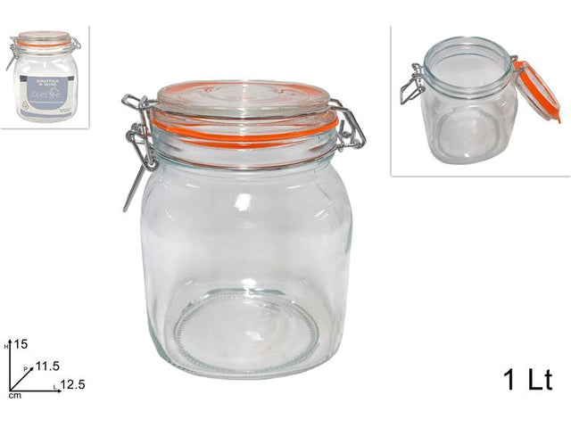 Βάζο Αποθήκευσης με Αεροστεγές Κλείσιμο 1000ml 15x11.5x12.5cm