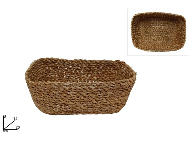 Καλαθάκι Ψάθινο Ορθογώνιο Φυσικό Χρώμα h8x20cm
