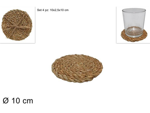 Σουβέρ Στρόγγυλο Σετ 4τεμ από Φυσικό Bamboo 10cm