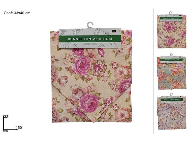 Ράνερ Υφασμάτινο με Σχέδιο Λουλούδια 32x150cm