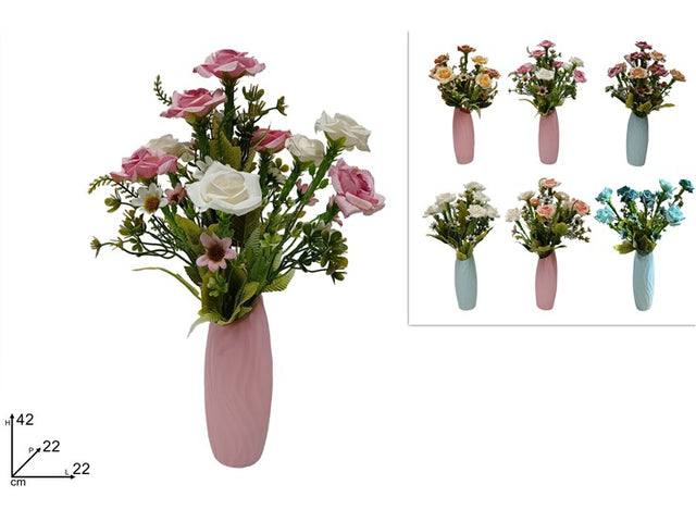 Μπουκέτο από Τεχνητά Φυτά Y42cm με βάζο