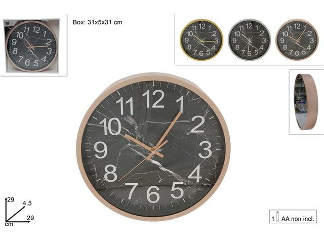 Ρολόι Τοίχου Πλαστικό Σχέδιο Μαρμάρινο 29cm