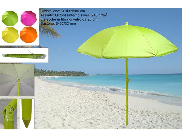 Ομπρέλα Θαλάσσης με Ηλιοπροστασία PVC Φ160x185cm Fluo Χρώματα