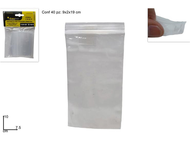 Σακούλες Τροφίμων Με Αεροστεγές Κλείσιμο Διπλό Zipper 40τεμ 10x7.5cm