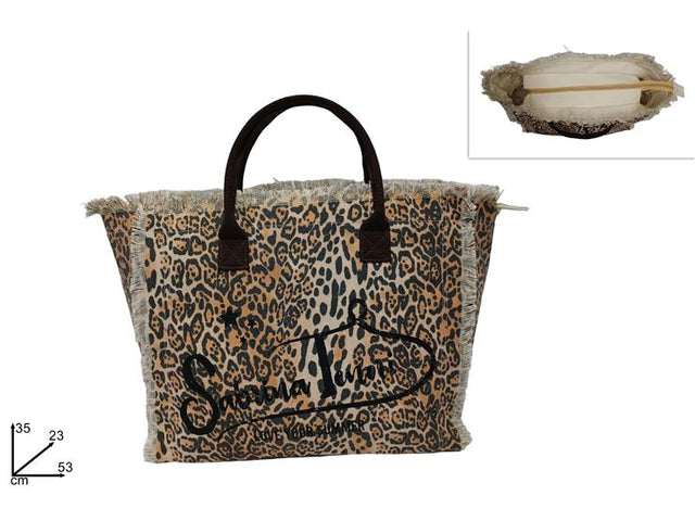 Τσάντα Θαλάσσης Υφασμάτινη Λεοπάρ 35x53cm