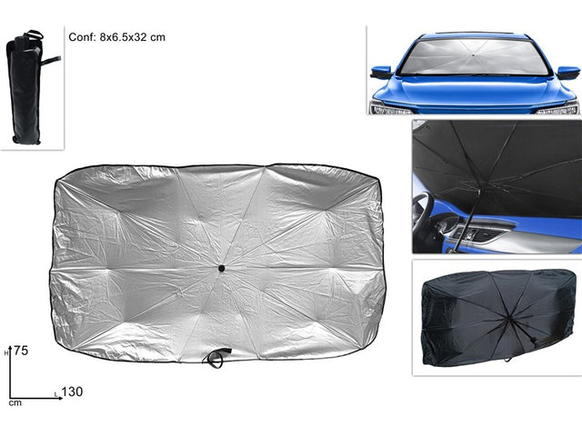 Ηλιοπροστασία Παρμπρίζ Αυτοκινήτου Εσωτερική Ομπρέλα 75x130cm