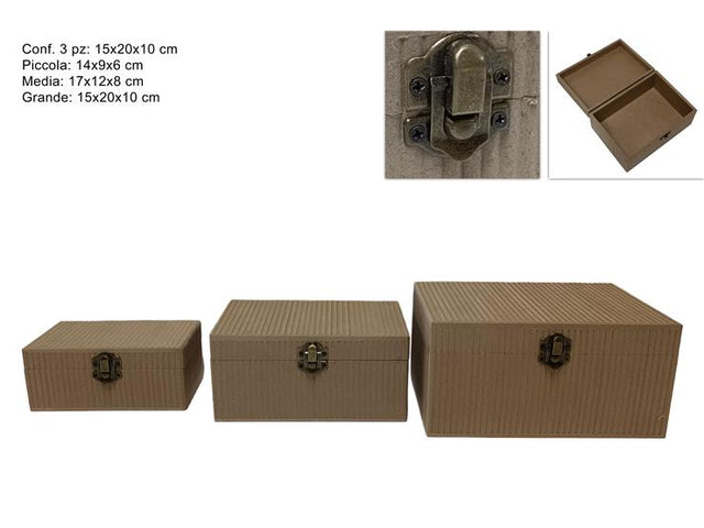 Σετ 3/τεμ Κουτιά Αποθήκευσης Ξύλινα